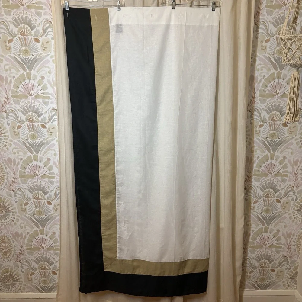 NEW Lauren Ralph Lauren Shower Curtain Linen Cotton Blend 72X72 White Colorblock